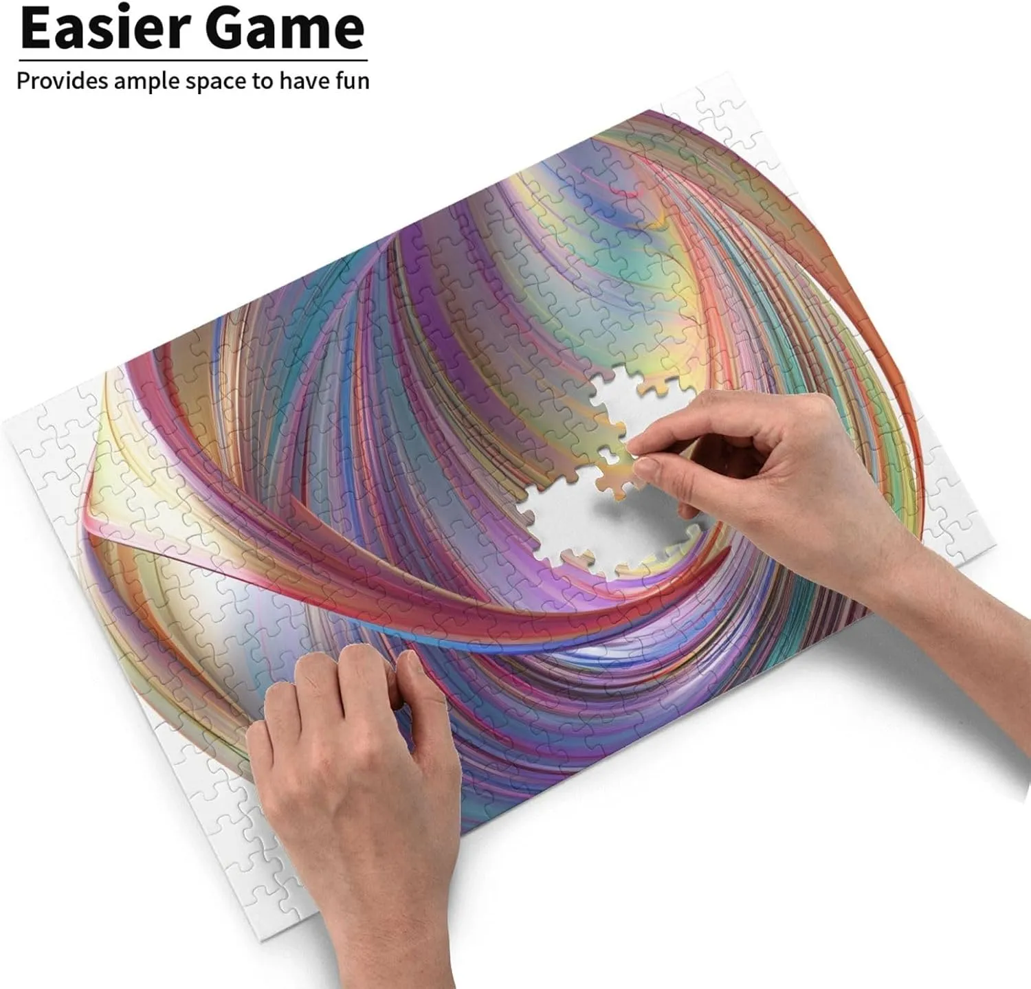 Jigsaw Puzzle Personalized 300 Pieces Puzzles with Storage Bag Flowing Rainbow Lines Photos Puzzles Wooden Home Decor Wall Art Custom Picture Puzzle Gift for Wedding Birthday Couple Lovers 10.2"x15"