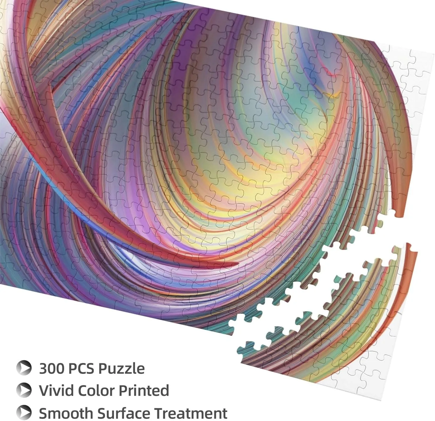 Jigsaw Puzzle Personalized 300 Pieces Puzzles with Storage Bag Flowing Rainbow Lines Photos Puzzles Wooden Home Decor Wall Art Custom Picture Puzzle Gift for Wedding Birthday Couple Lovers 10.2"x15"