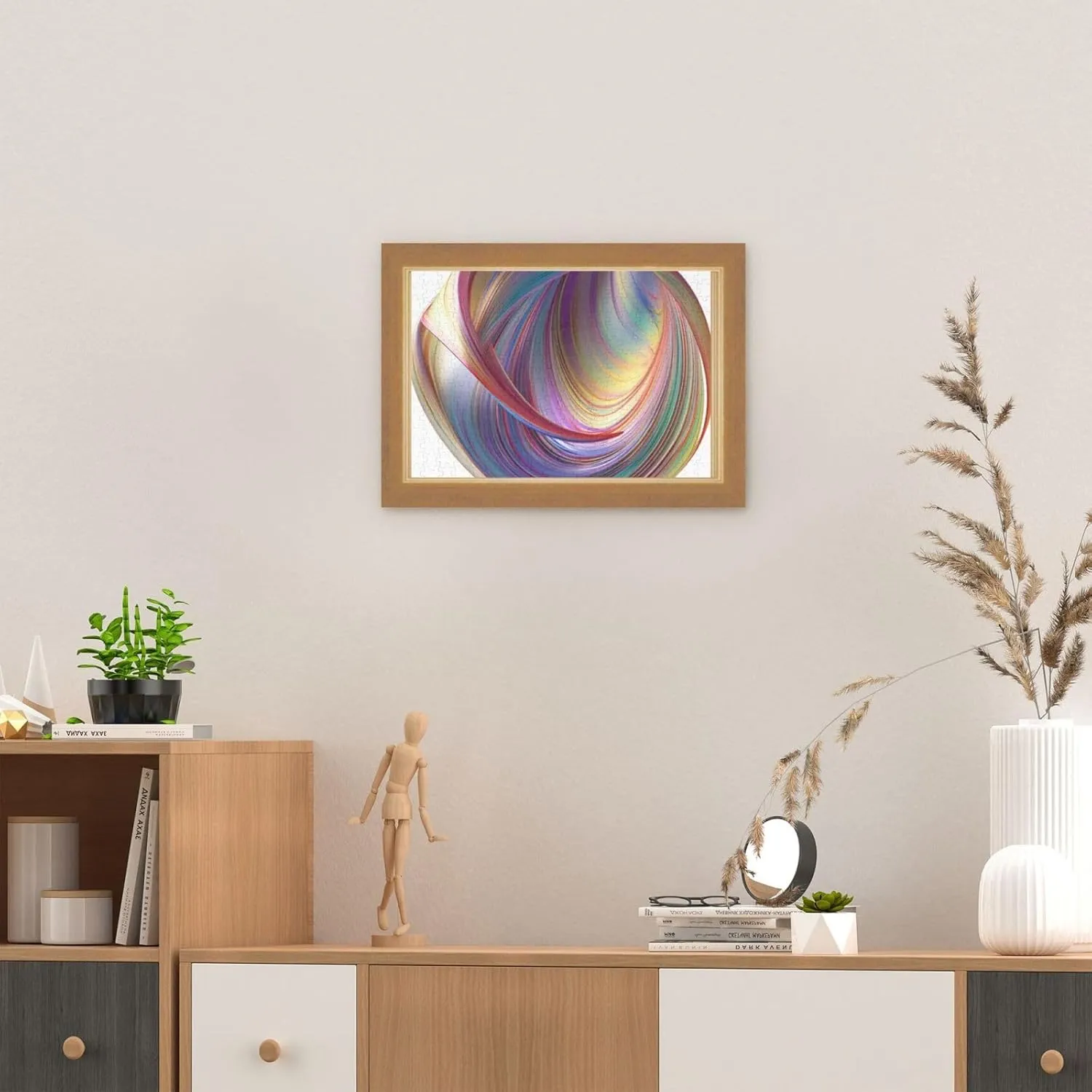Jigsaw Puzzle Personalized 300 Pieces Puzzles with Storage Bag Flowing Rainbow Lines Photos Puzzles Wooden Home Decor Wall Art Custom Picture Puzzle Gift for Wedding Birthday Couple Lovers 10.2"x15"