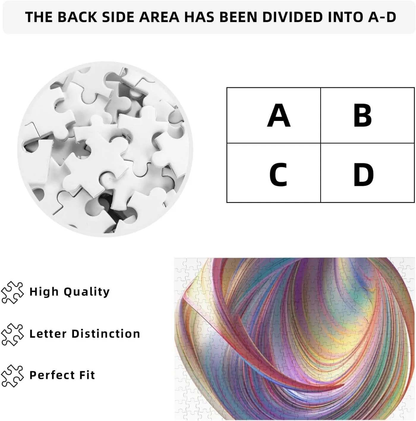 Jigsaw Puzzle Personalized 300 Pieces Puzzles with Storage Bag Flowing Rainbow Lines Photos Puzzles Wooden Home Decor Wall Art Custom Picture Puzzle Gift for Wedding Birthday Couple Lovers 10.2"x15"