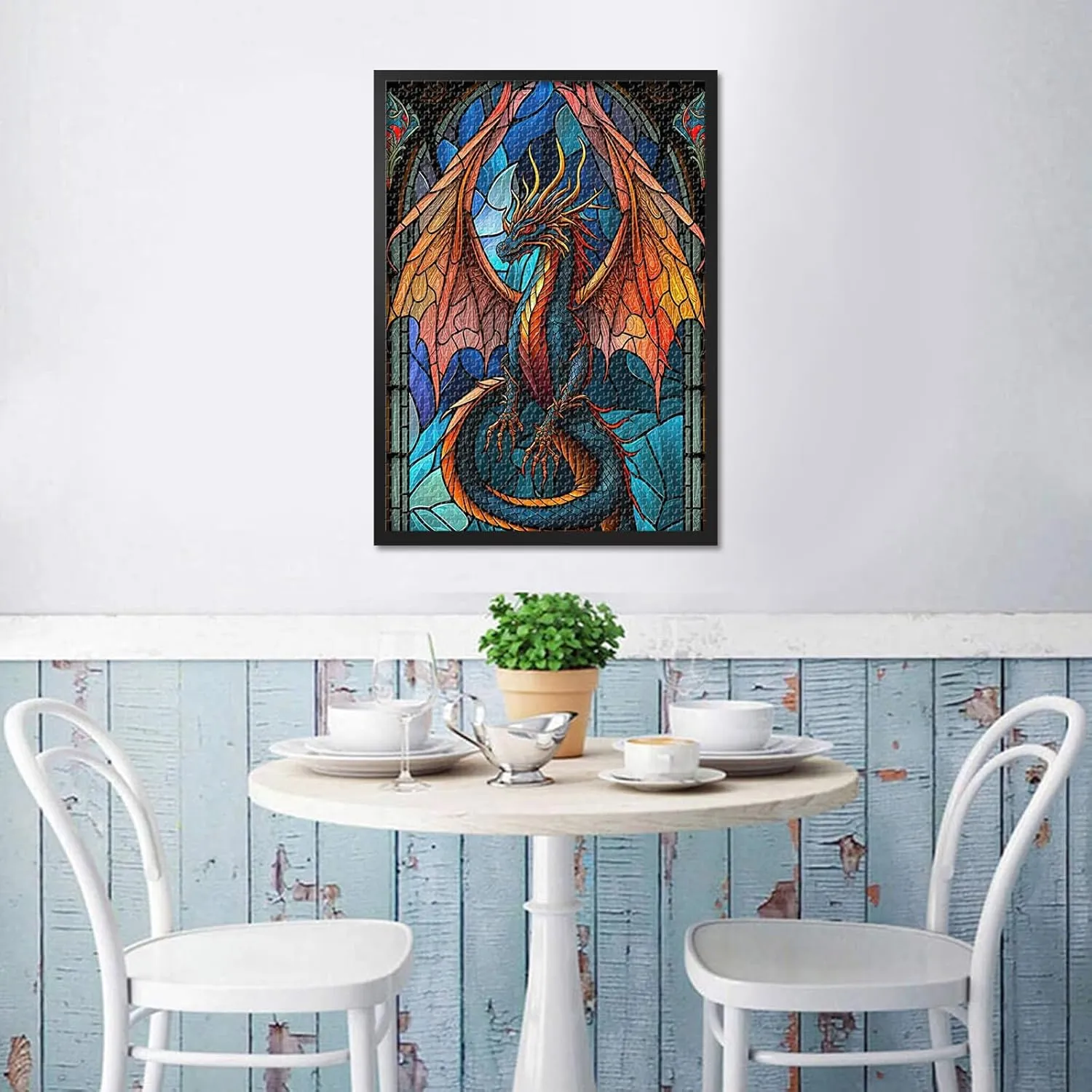 Jigsaw Puzzles 1000 Pieces for Adults, Stained Glass Window Style Jigsaw Puzzles, Colorful Dragon Puzzle for Adult 1000 Pieces, Dragon Puzzles, Impossible Puzzle for Adults 20X27 INCH