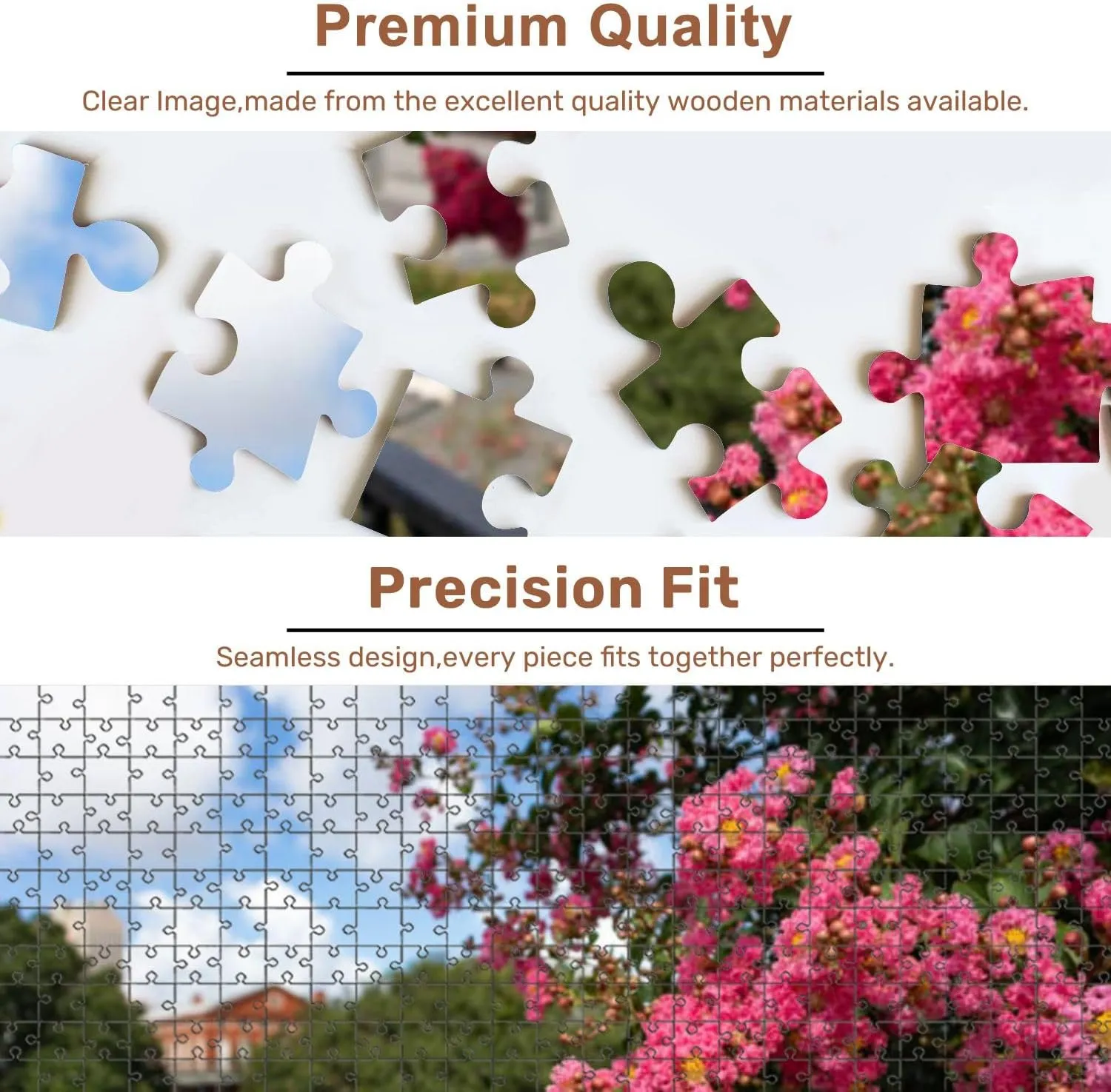 Jigsaw Puzzles 500 Pieces for Adult Beautiful Pink Flowers Tree Jackson Square French Quarter New Orleans Puzzle Game for Family Wooden Puzzle Toy Educational Games Puzzles for Home Decor