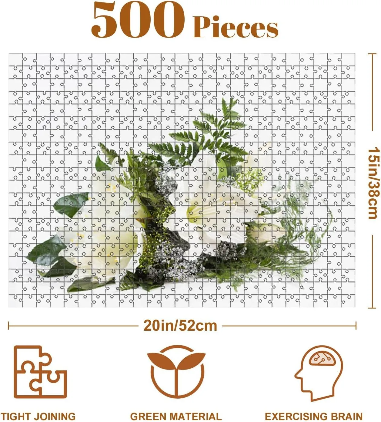 Jigsaw Puzzles 500 Pieces for Adult Bouquet Composition White Amaryllis Puzzle Game for Family Wooden Puzzle Toy Educational Games Puzzles for Home Decor