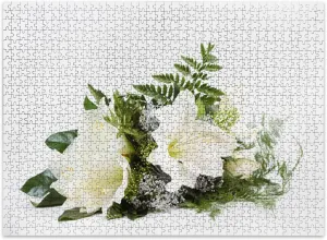 Jigsaw Puzzles 500 Pieces for Adult Bouquet Composition White Amaryllis Puzzle Game for Family Wooden Puzzle Toy Educational Games Puzzles for Home Decor