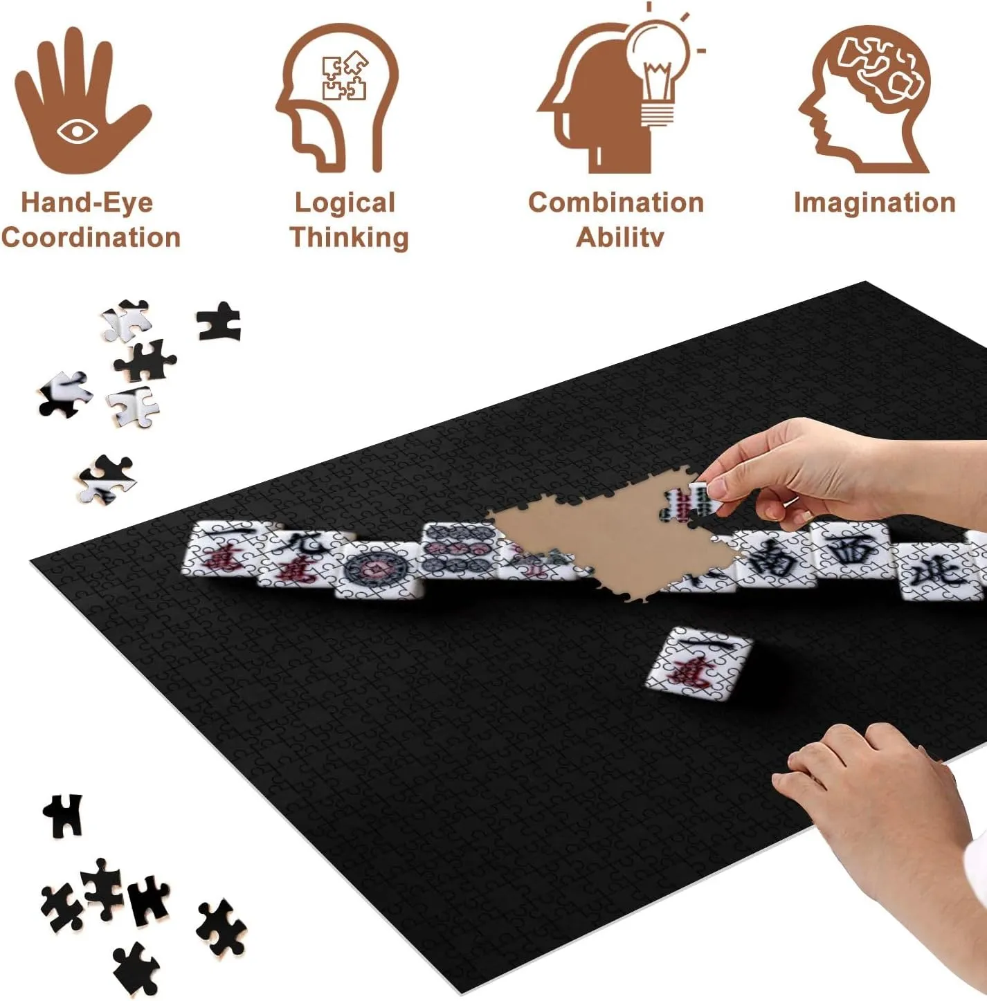 Jigsaw Puzzles 500 Pieces for Adult Mahjong Puzzle Game for Family Wooden Puzzle Toy Educational Games Puzzles for Home Decor