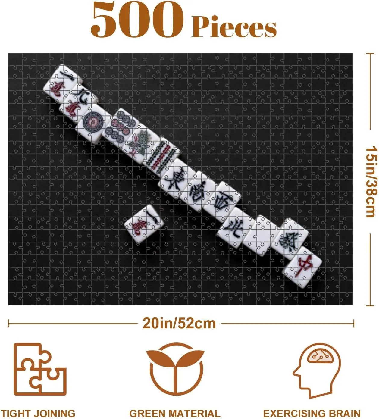 Jigsaw Puzzles 500 Pieces for Adult Mahjong Puzzle Game for Family Wooden Puzzle Toy Educational Games Puzzles for Home Decor