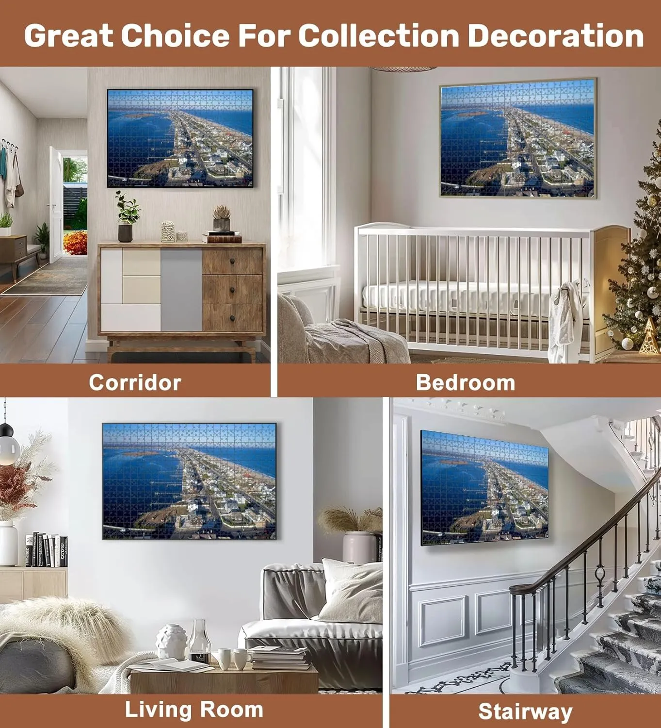 Jigsaw Puzzles 500 Pieces for Adult Mantoloking NJ Bay Atlantic Ocean Looking North Puzzle Game for Family Wooden Puzzle Toy Educational Games Puzzles for Home Decor