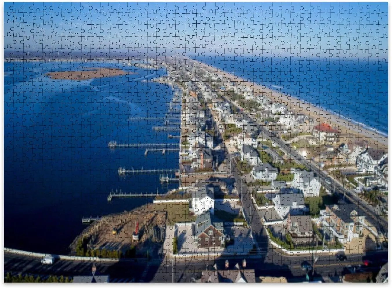 Jigsaw Puzzles 500 Pieces for Adult Mantoloking NJ Bay Atlantic Ocean Looking North Puzzle Game for Family Wooden Puzzle Toy Educational Games Puzzles for Home Decor