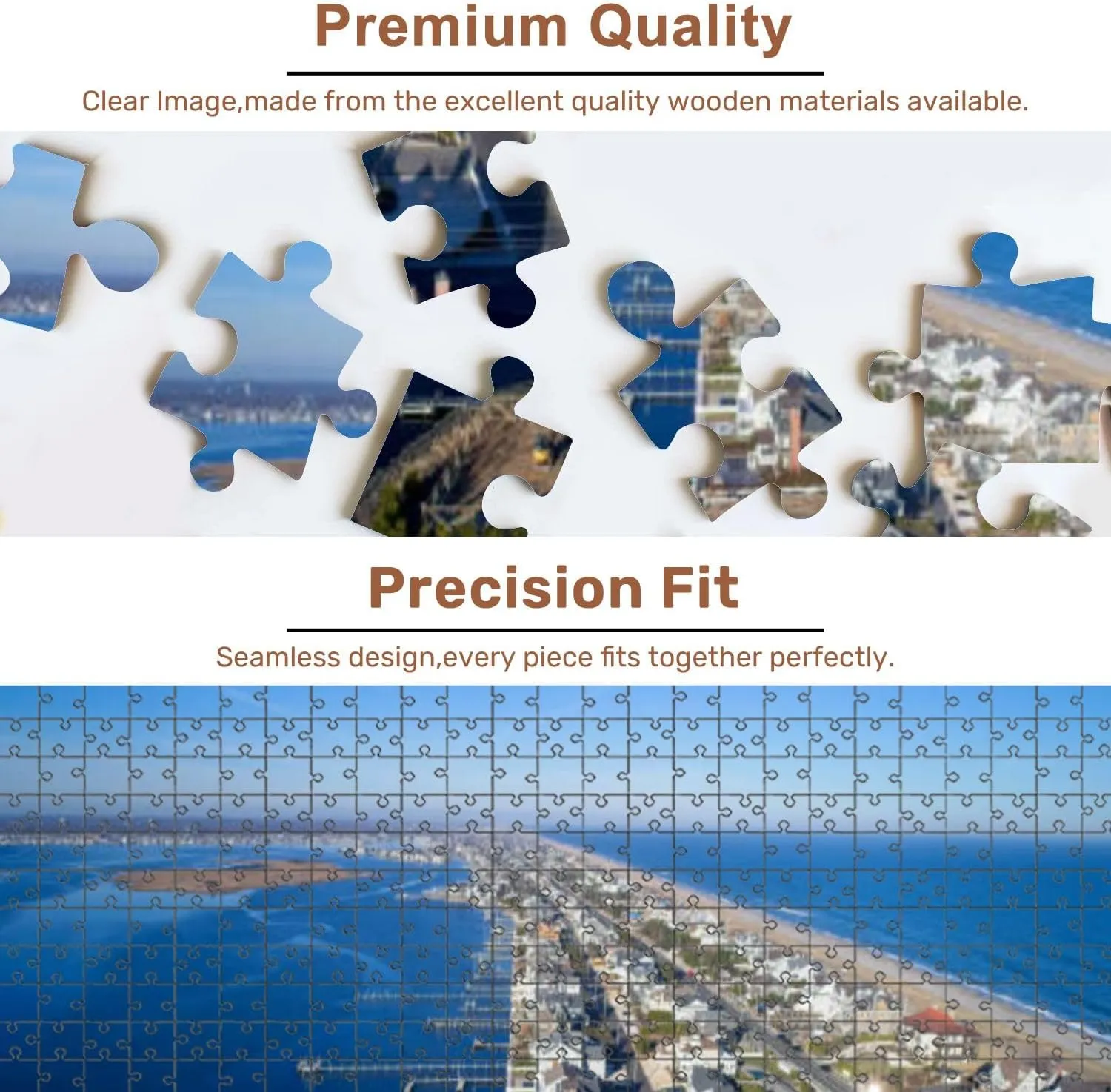 Jigsaw Puzzles 500 Pieces for Adult Mantoloking NJ Bay Atlantic Ocean Looking North Puzzle Game for Family Wooden Puzzle Toy Educational Games Puzzles for Home Decor