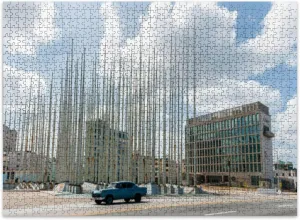 Jigsaw Puzzles 500 Pieces for Adult Monte de las Banderas Square Havana Embassy United States America Puzzle Game for Family Wooden Puzzle Toy Educational Games Puzzles for Home Decor