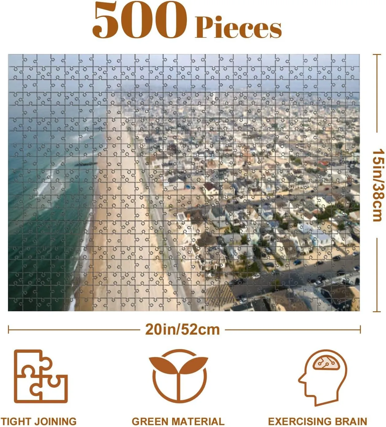 Jigsaw Puzzles 500 Pieces for Adult New Jersey Coast line Shore Puzzle Game for Family Wooden Puzzle Toy Educational Games Puzzles for Home Decor