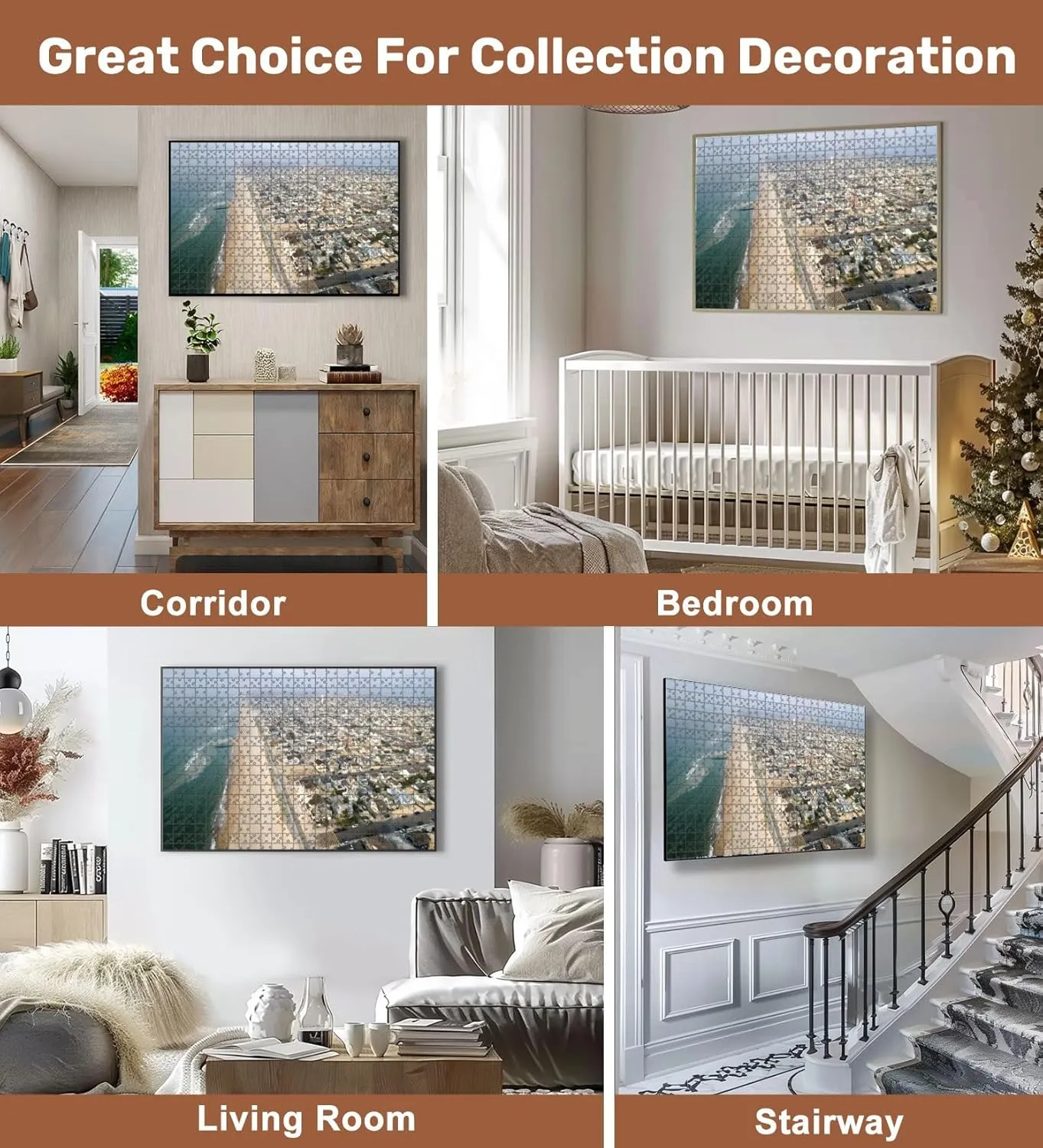 Jigsaw Puzzles 500 Pieces for Adult New Jersey Coast line Shore Puzzle Game for Family Wooden Puzzle Toy Educational Games Puzzles for Home Decor