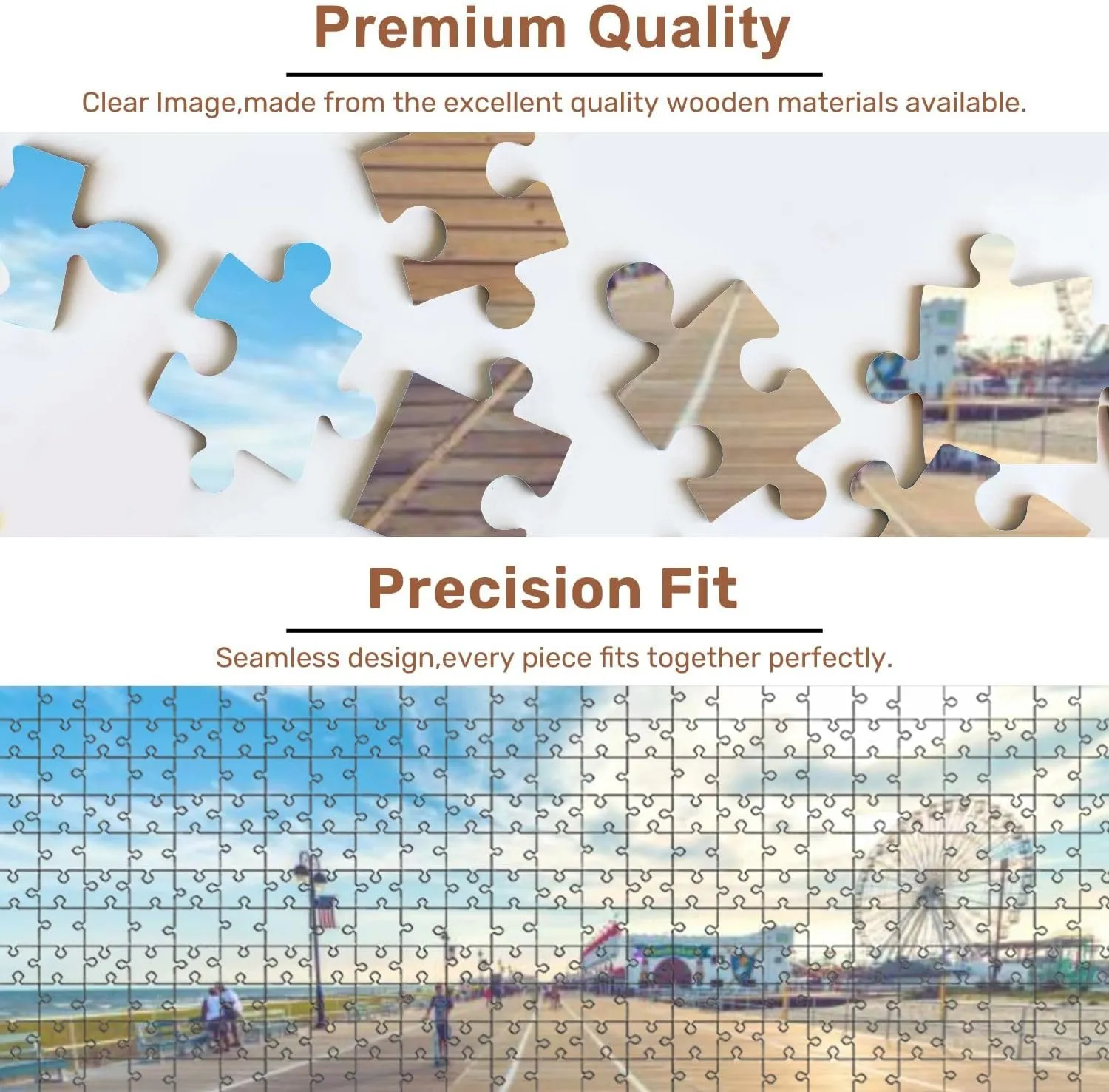 Jigsaw Puzzles 500 Pieces for Adult Ocean City New Jersey Beach Boardwalk Puzzle Game for Family Wooden Puzzle Toy Educational Games Puzzles for Home Decor