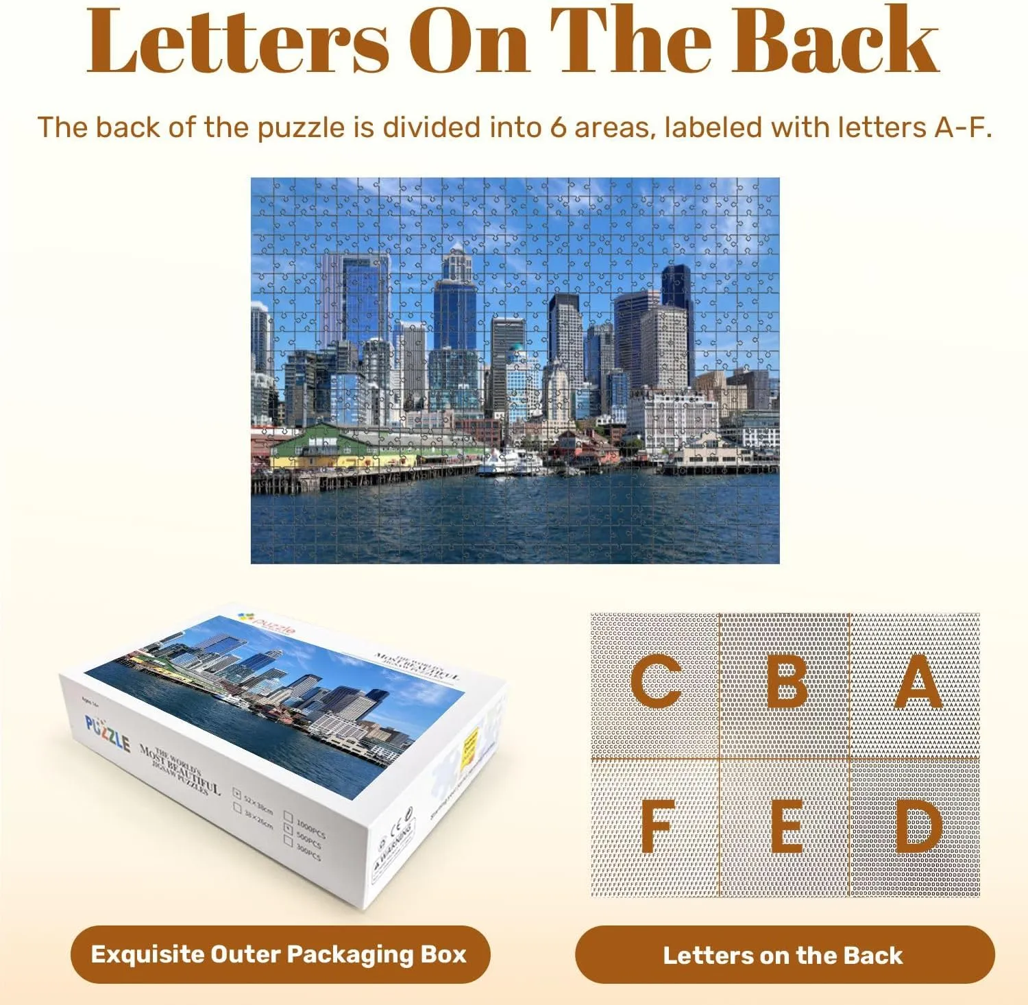 Jigsaw Puzzles 500 Pieces for Adult Panoramic View Seattle Bell Harbor Marina Seattle Financial Downtown Puzzle Game for Family Wooden Puzzle Toy Educational Games Puzzles for Home Decor