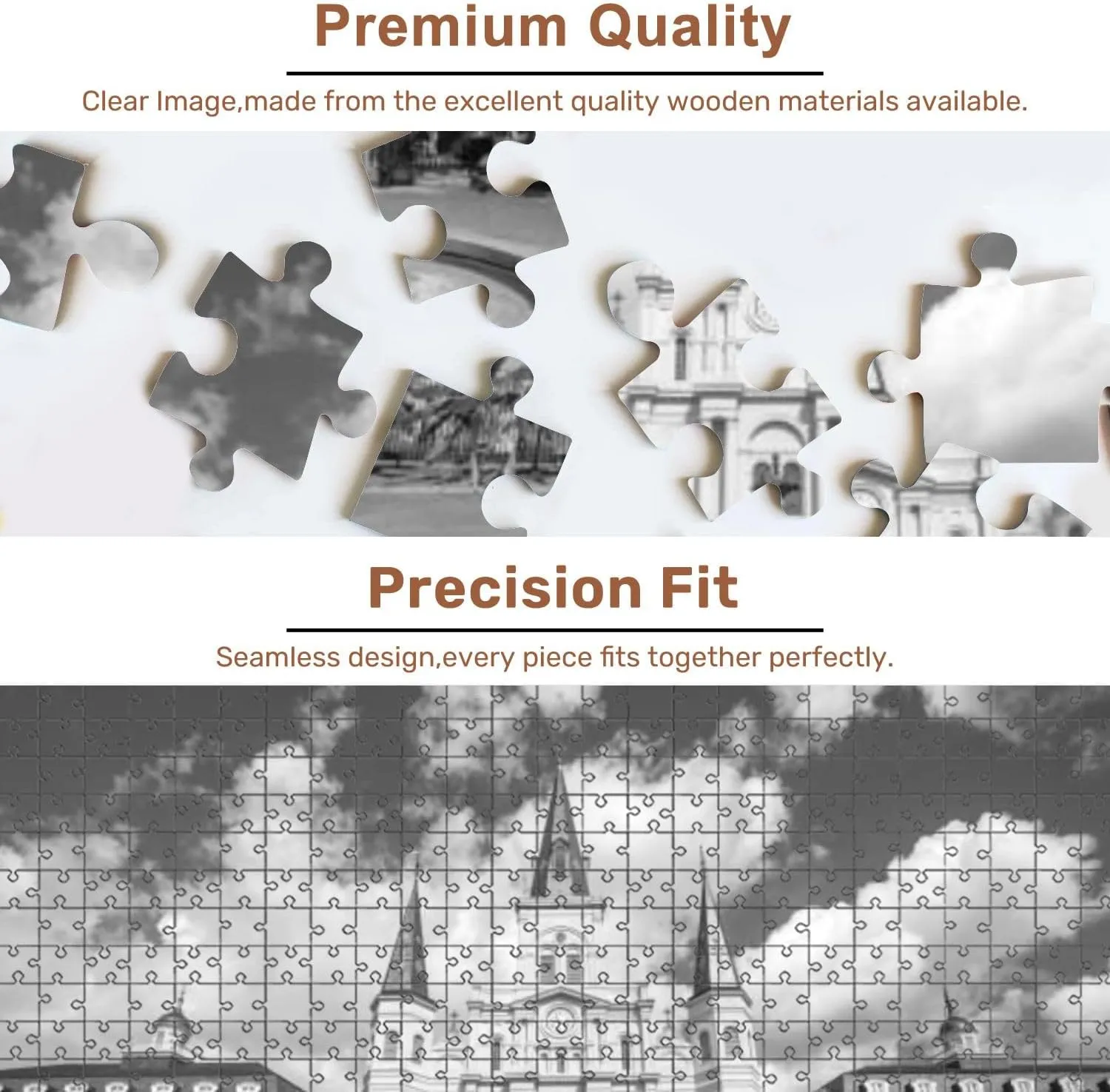 Jigsaw Puzzles 500 Pieces for Adult Saint Louis Cathedral New Orleans Puzzle Game for Family Wooden Puzzle Toy Educational Games Puzzles for Home Decor