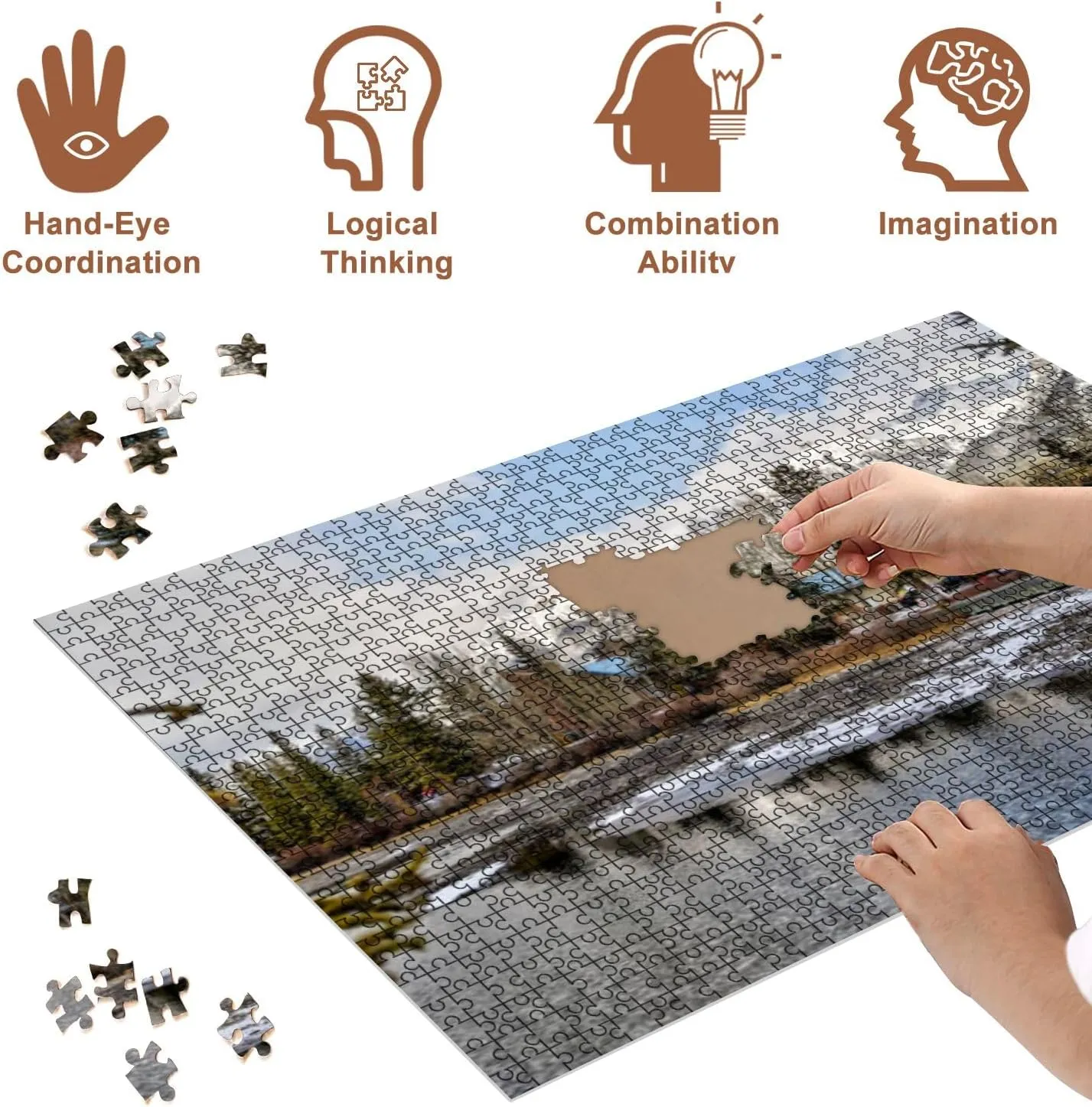Jigsaw Puzzles 500 Pieces for Adult Views Three Sisters Surrounding Rocky Mountains Along Policeman s Puzzle Game for Family Wooden Puzzle Toy Educational Games Puzzles for Home Decor