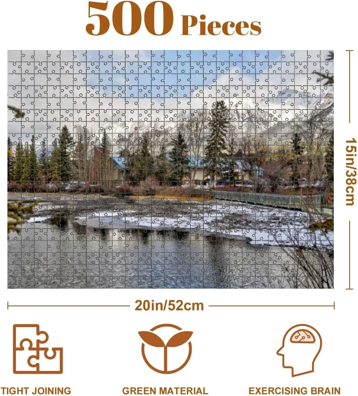Jigsaw Puzzles 500 Pieces for Adult Views Three Sisters Surrounding Rocky Mountains Along Policeman s Puzzle Game for Family Wooden Puzzle Toy Educational Games Puzzles for Home Decor