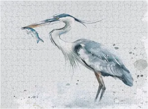 Jigsaw Puzzles 500 Pieces Watercolor Heron Eating Fish Puzzle Blue Crane Watercolor Watercolor Heron Eating Fish Puzzles for Adults Educational Games Home Decoration Colorful Jigsaw Puzzle