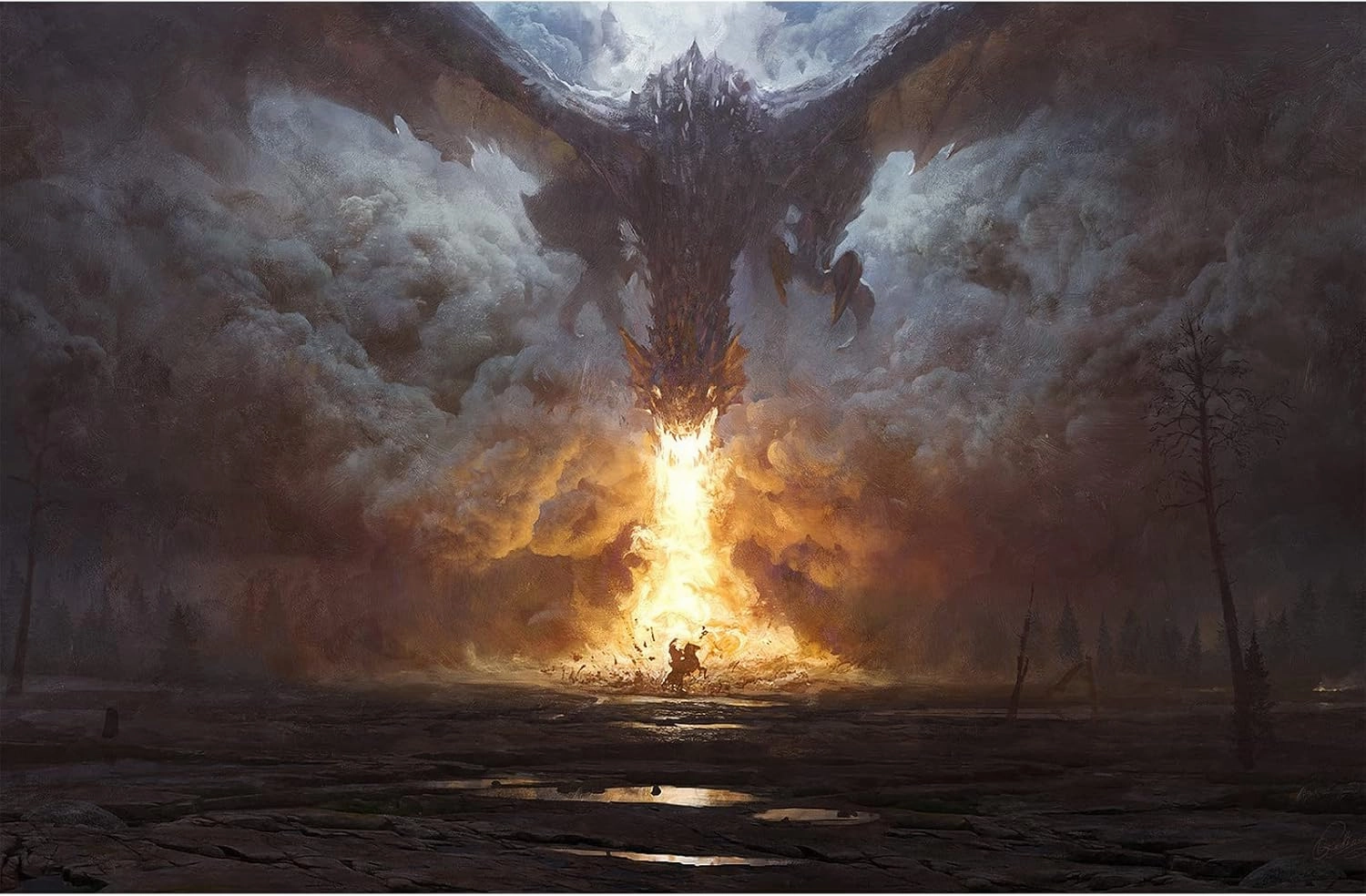 Jigsaw Puzzle 1500 Piece Dark Cloud Spitfire Dragon Adult Puzzle Kids Puzzle Wooden Puzzle Toy DIY Kit Home Decor 87x57cm