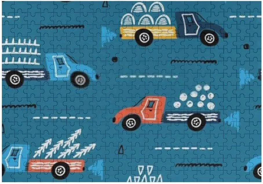Jigsaw Puzzle 500 Pieces Colorful Toy Cars Cartoon Blue Kids Puzzles for Adults Teens and Kids Creative Gift Puzzles Funny Family Games Multiple Size