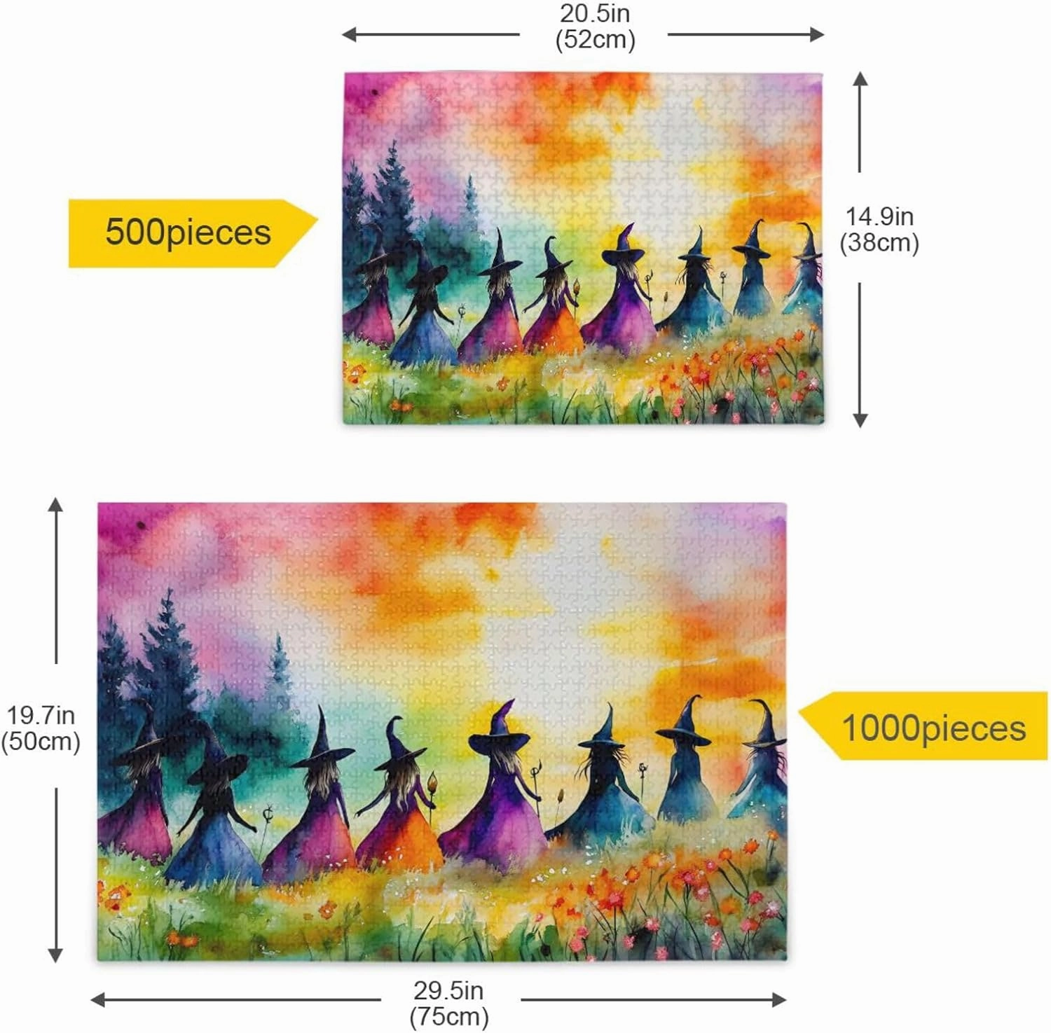 Jigsaw Puzzle for Adults 500 Pieces, Witch Colorful Grassland Impossible Hard Difficult Challenging Puzzle for Adults Jigsaw Puzzle for Party Entertainment Family Games