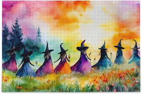 Jigsaw Puzzle for Adults 500 Pieces, Witch Colorful Grassland Impossible Hard Difficult Challenging Puzzle for Adults Jigsaw Puzzle for Party Entertainment Family Games