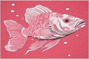 Jigsaw Puzzles 500 Piece Pink Fish Fishing Puzzle - Decorations Family Friends Gift