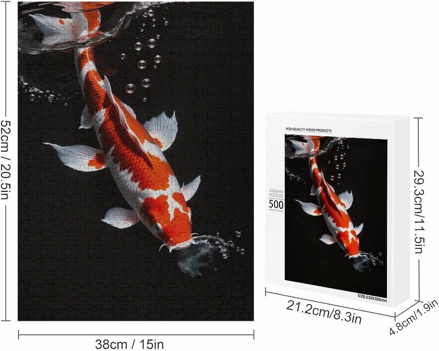 Jigsaw Puzzles 500 Pieces for Adults - Beautiful Fish Wooden Puzzle，Adults Teenagers and Kids Toys,Difficult Puzzles,Brain Development Games,Art Educational Game Puzzle