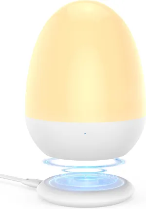 JolyWell Baby Night Light for Kid, Portable Egg Nightlight with Stable Charging Pad, Touch Nursery Night Lamp for Breastfeeding, Toddler Night Light for Bedroom, Timer Setting, ABS PC, White-2