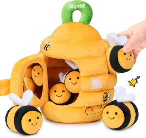 JoyCat Baby Toys 6-12 Months - B2 Soft Baby Beehive with 5 Sensory Bees - Rattle, Crinkle Paper, Squeaker, Mirror, Busy Montessori Soft Toys for Toddlers 0-3 Years Old - Boy Girl Birthday Gift