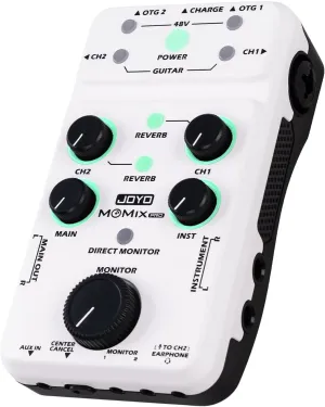 JOYO Audio Mixer USB Audio Interface Stereo XLR 48V Phantom Power Mixer for Live Streaming Recording Podcasting Plug & Play (MOMIX PRO)