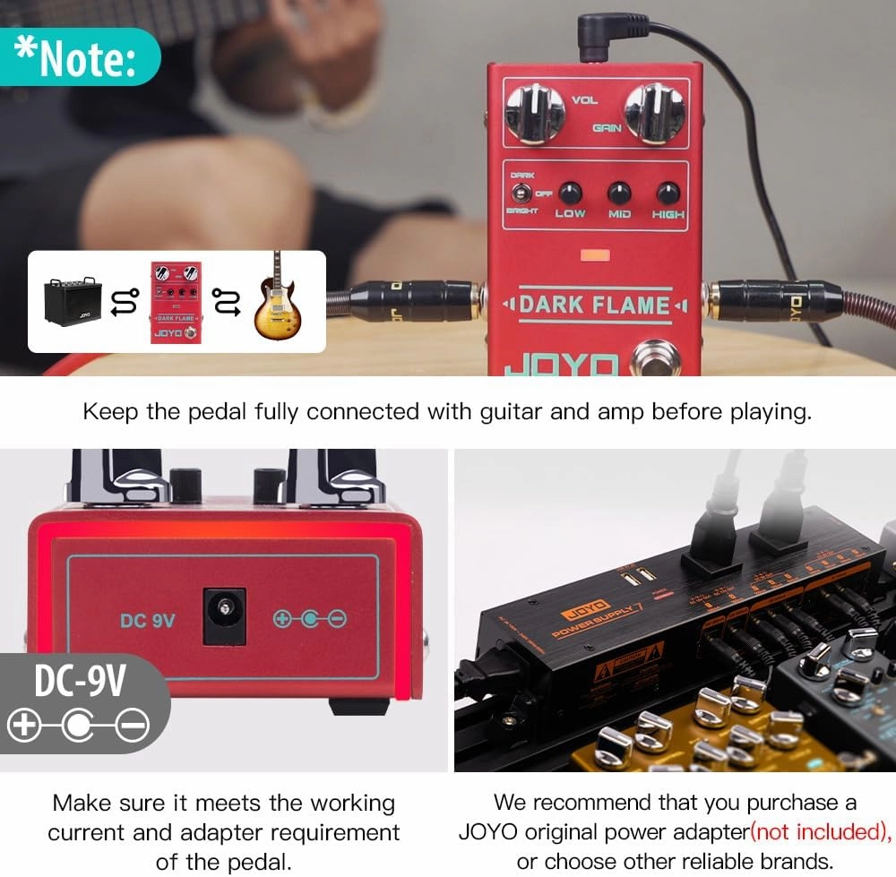 JOYO Modern Metal High Gain Distortion Guitar Effect Pedal with Different Tone Styles for Electric Guitar - True Bypass (Dark Flame R-17)
