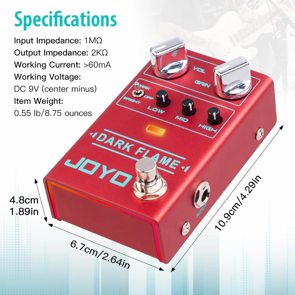 JOYO Modern Metal High Gain Distortion Guitar Effect Pedal with Different Tone Styles for Electric Guitar - True Bypass (Dark Flame R-17)