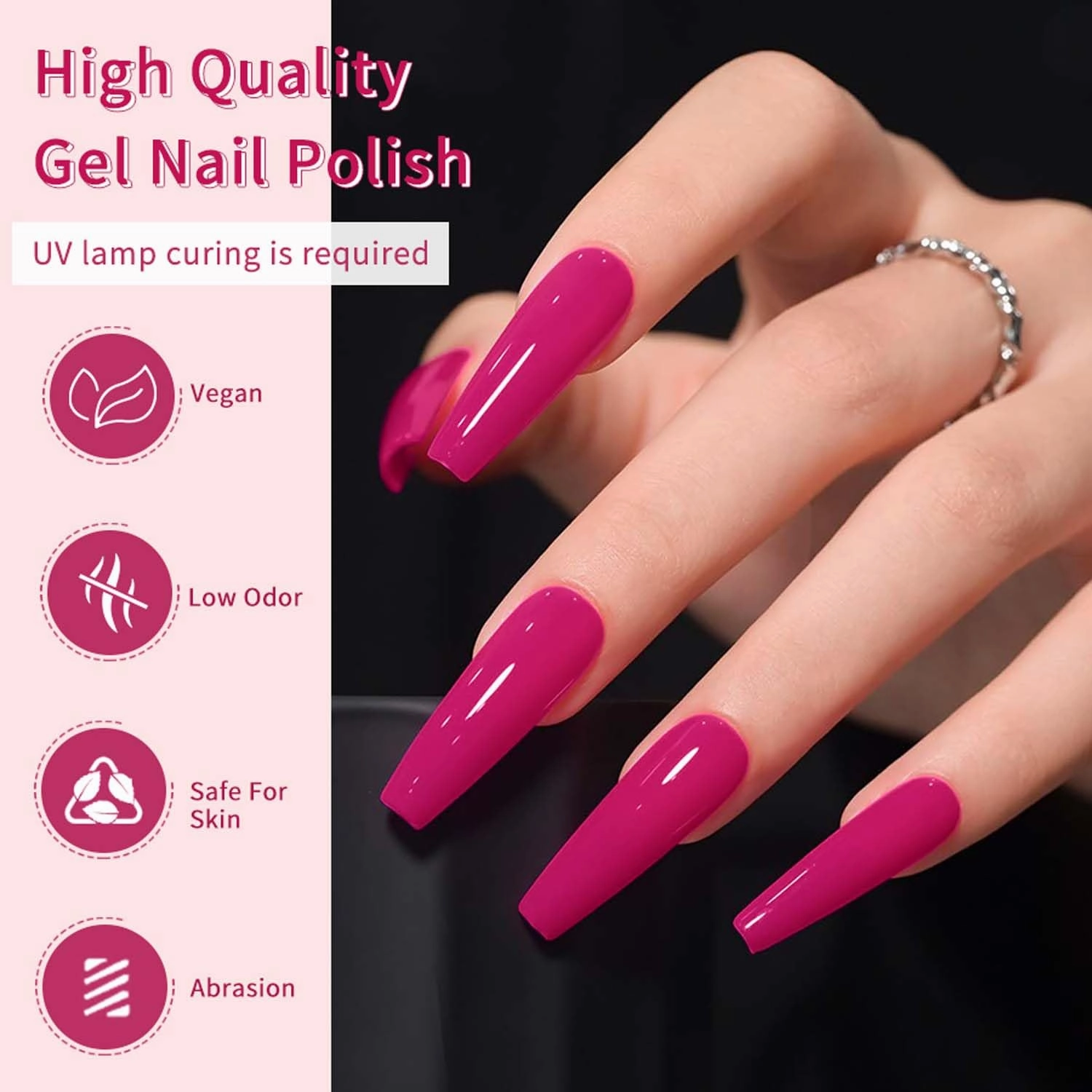 JR New 9pcs 15ml Gel Nail Polish Set Pink Gel Polish Kit Soak Off Polish Nail Art Manicure Salon DIY Home Top Coat Base Coat Gift G