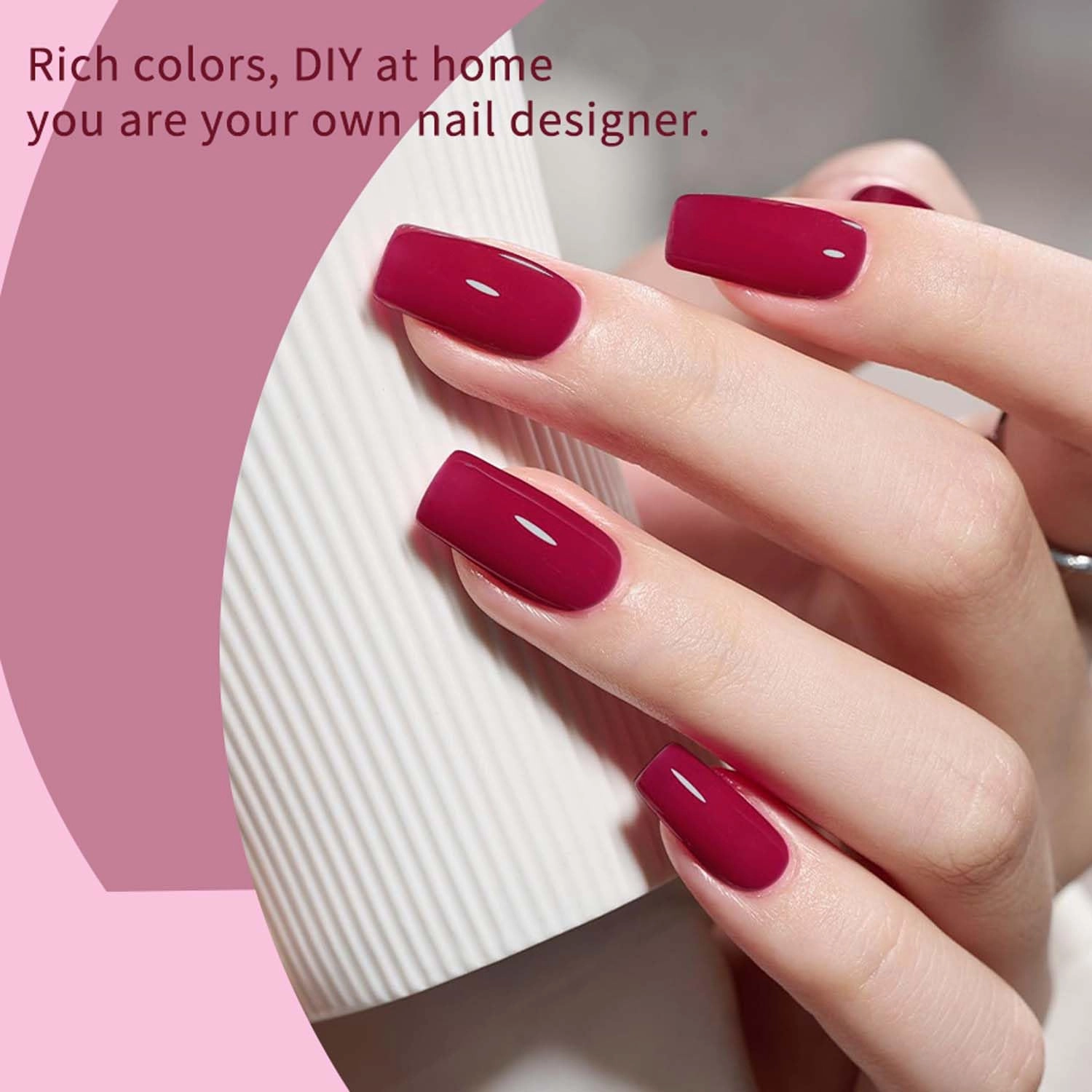 JR New 9pcs 15ml Gel Nail Polish Set Pink Gel Polish Kit Soak Off Polish Nail Art Manicure Salon DIY Home Top Coat Base Coat Gift G