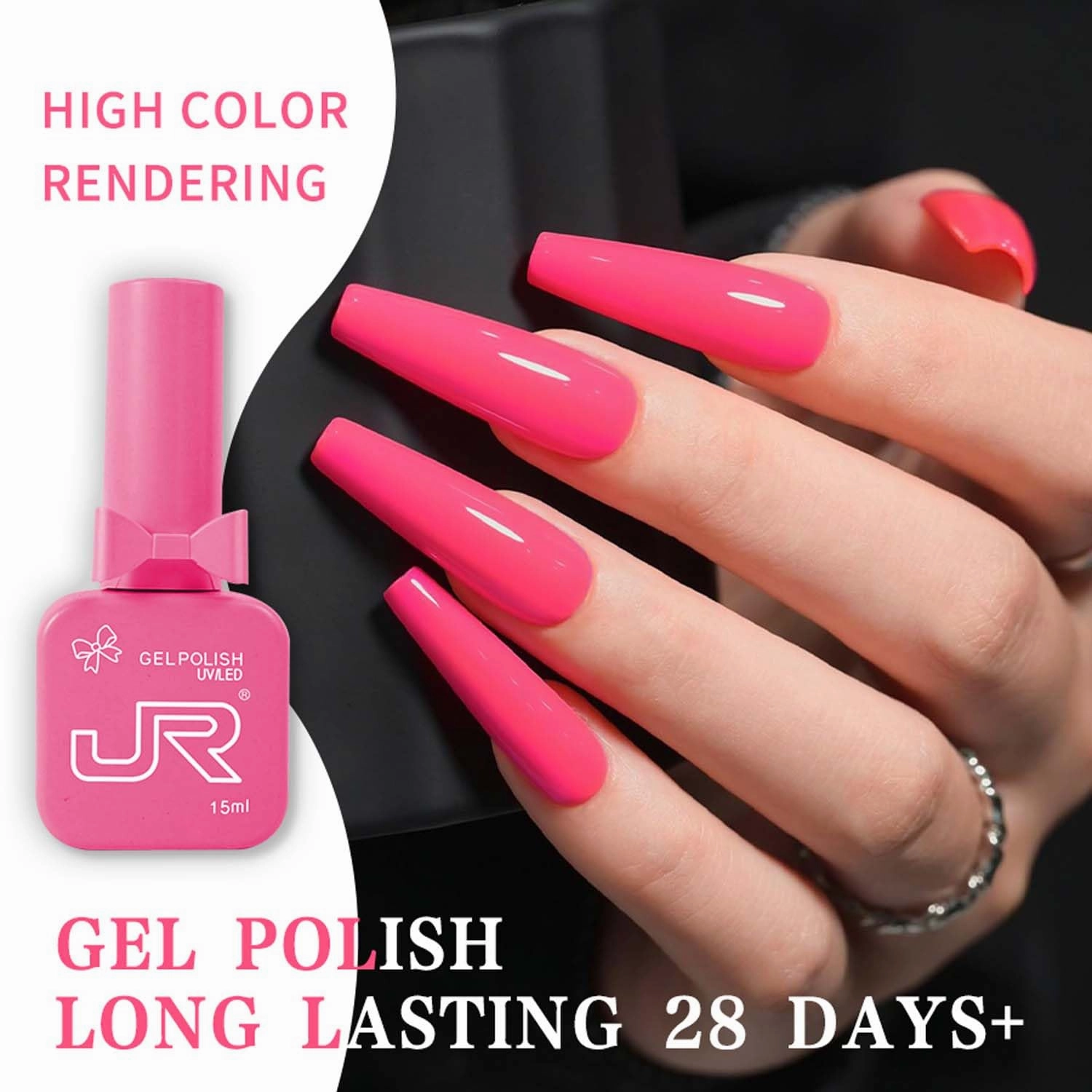JR New 9pcs 15ml Gel Nail Polish Set Pink Gel Polish Kit Soak Off Polish Nail Art Manicure Salon DIY Home Top Coat Base Coat Gift G