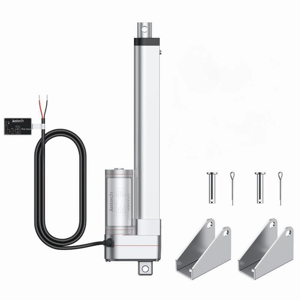 Justech 12V Heavy-Duty Linear Actuator 660LBS/3000N-8inch/200mm Silent IP65 Electric Actuator with Brackets for Electric Windows, RV Adjustments, Solar Trackers, Industrial Machinery