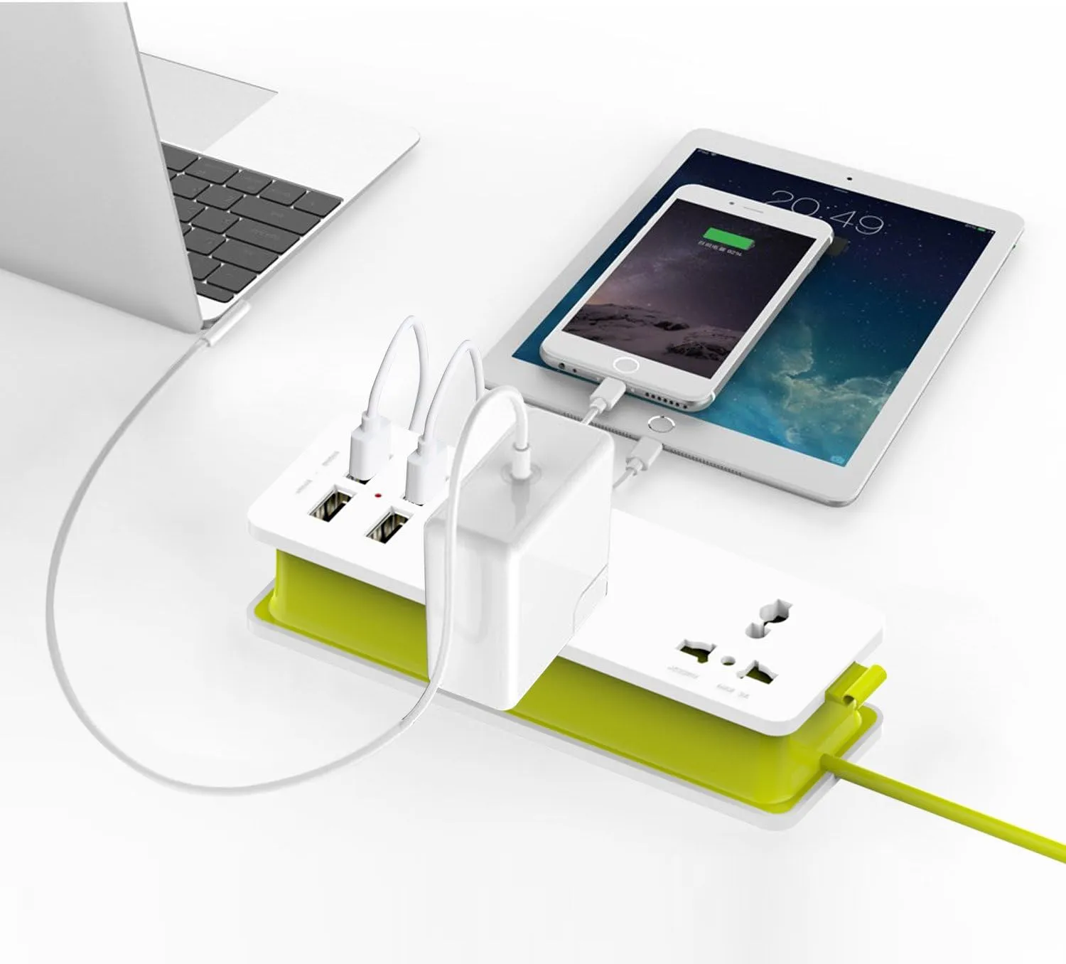 K-century Travel Power Strip Surge Protector with 2 Outlets 4 USB Output 5V 4.2A Output Power Strip with USB Portable Travel Charger Wall Charger with 5ft Cord 100v-240v Power Sockets