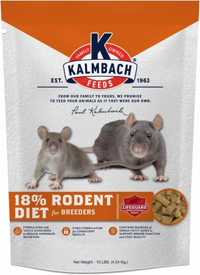 Kalmbach Feeds 18% Rodent Diet Cubed Feed for Rats and Mice in All Life Stages, 10 lb Bag