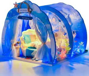 KANKAN DIY Miniature Dollhouse Kit,Tiny House kit with Furniture,Doll House Mini Ocean Tunnel,Creative Room Gift for Adult & Kids 14 , Glue Included