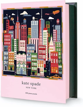 Kate Spade New York 500 Piece Puzzle for Adults, 22" x 22" Square, With Storage Box, City That Never Sleeps
