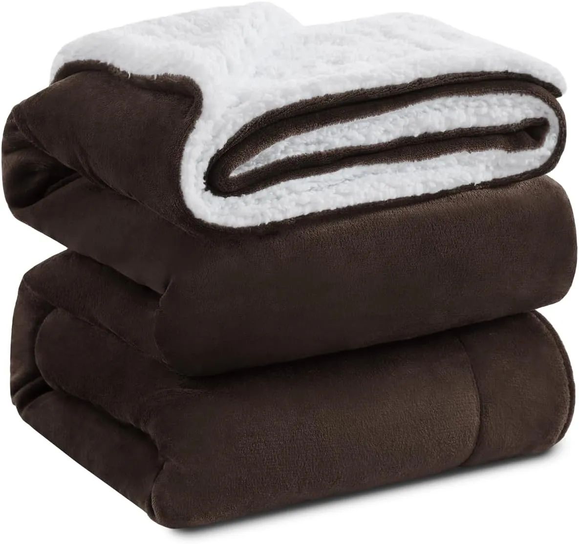 KAWAHOME Sherpa Fleece Queen Size Blanket for Bed - Extra Warm and Heavy Thick Blankets for Winter, Super Soft 500GSM Plush Blanket, 90"X 90" Brown