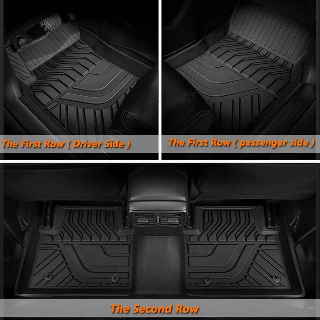 KEYOOG Compatible for 2014-2020 NIS-san Rogue, Car Floor Mats Black TPE Special All-Weather Automotive Mat Interior Accessories Includes 1st and 2nd Row, Not Fits Rogue Select or Sport Models