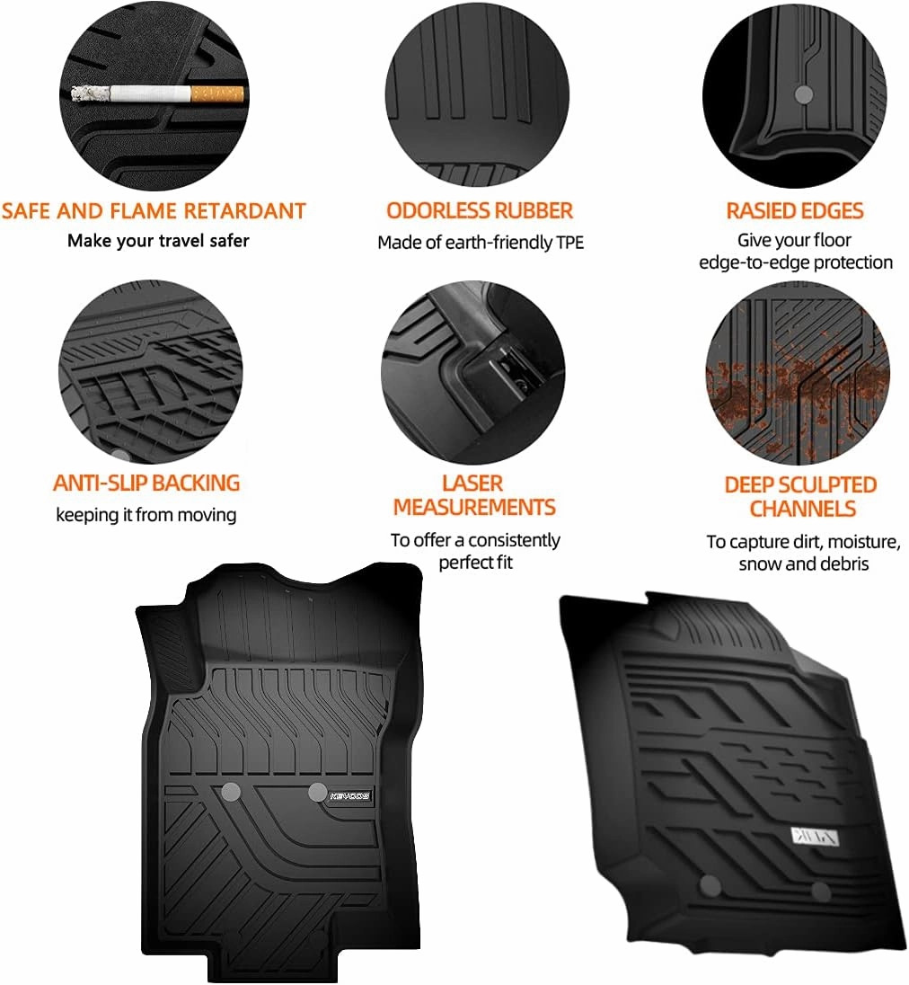 KEYOOG Compatible for 2014-2020 NIS-san Rogue, Car Floor Mats Black TPE Special All-Weather Automotive Mat Interior Accessories Includes 1st and 2nd Row, Not Fits Rogue Select or Sport Models