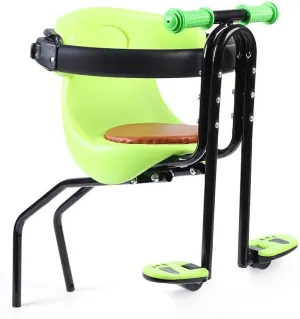 Kids Bike Seat, Front Mounted Child Bike seat with Safety Belt and Handrail, Portable Baby Bicycle Seat for Adult Bike, Children's Saddle Back with Footrest and Seat Cushion,Blue
