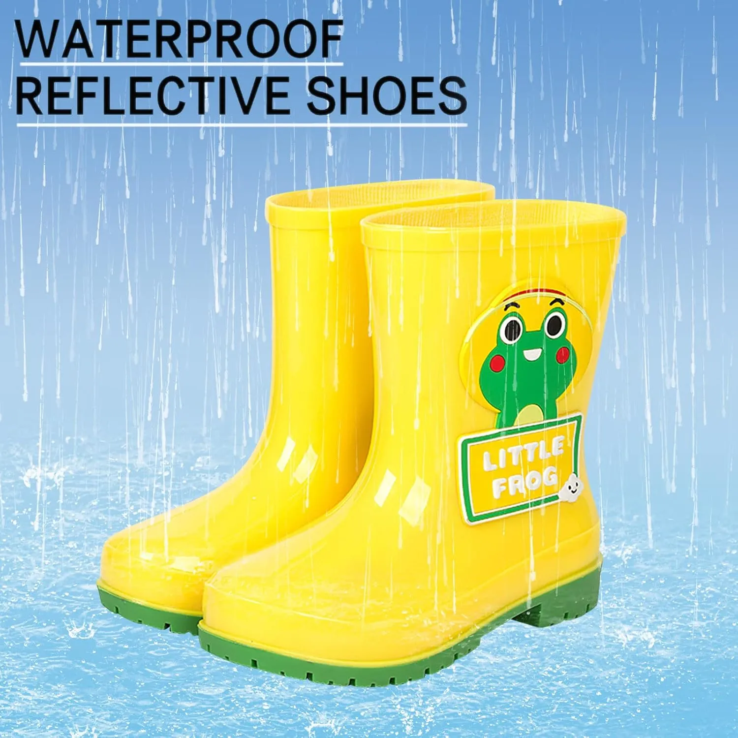 Kids Rain Boots For Girls Boys Toddler Portable Waterproo𝐟 Rubber Cute Cartoo𝐧 Bear Printed Rain Boots Toddler