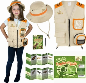 Kids Explorer Costume - Safari Vest and Hat - Boys & Girls Aged 3-7 - Role Play as Paleontologist or Zoo Keeper