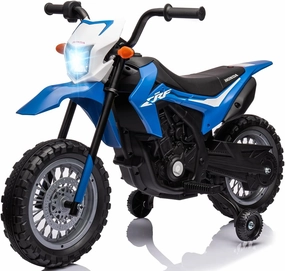 Kids Ride on Motorcycle, Electric Battery Powered Rechargeable Motorbike 6V Licensed Honda Kids Car, Detachable Training Wheels, Engine Sounds, Gift for Children, Blue