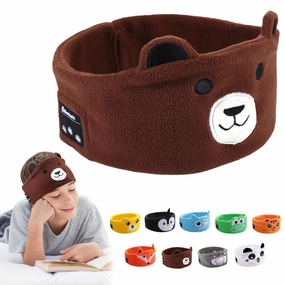 Kids Wireless Headphones, Over Ear Headphones for Children & Toddlers, with Thin Speakers & Super Soft Fleece Headband (Bear)