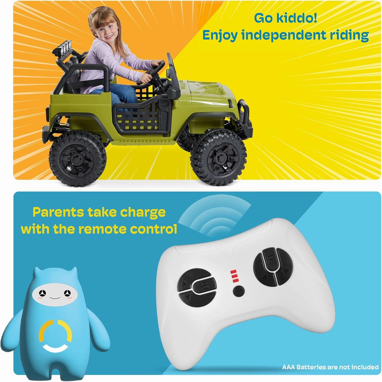 Kidzone 2-Seater 12V Kids Ride On Truck with VOVO Soft Plushie Electric Car w/Remote Control, 4-Wheeler Suspension, 3 Speeds, LED Lights, Personalize License Plate, MP3, Bluetooth, Radio - Purple